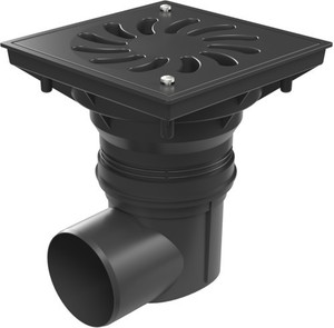 Сифон рогов DN110 с клапа, решетка 245х245мм PP -L15