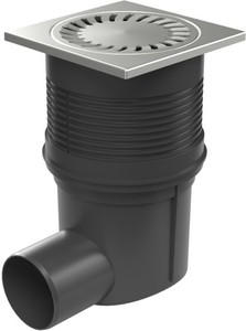 Сифон рогов DN75 с клапа, решетка 150х150мм INOX -K3